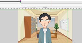 眼镜男在办公室讲话的动画