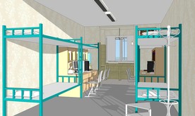 学校寝室校园宿舍学生高低床模型