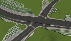 景观高速公路高架桥路口山区道路