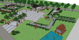 中式景观道路广场公园花园