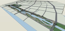 沿河景观商业步行街广场公园花园