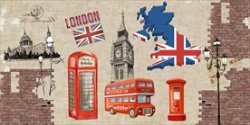 复古欧式英伦风格背景墙装饰画