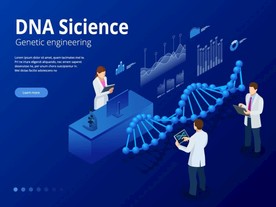 矢量科学研究DNA医学场景插画
