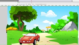 红色汽车出来从左边路走5秒