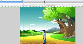 男孩经过公园的小路10秒