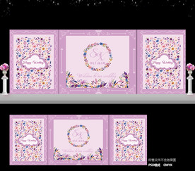 粉紫色碎花花卉婚礼背景