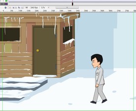 下雪天男子在门卫岗位上走过10