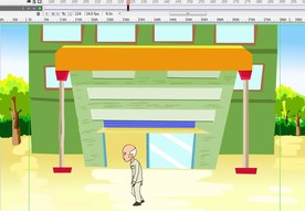 老人在医院门前走过16秒动画