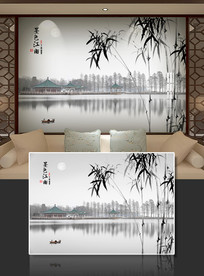 水墨竹子背景墙