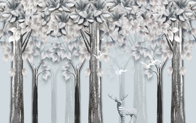 时尚丛林梅花鹿浮雕电视背景墙