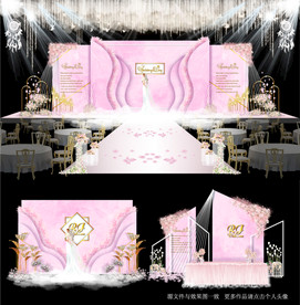 粉色大理石主题婚庆 舞台效果图