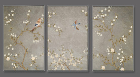 花鸟三联画 花鸟装饰画