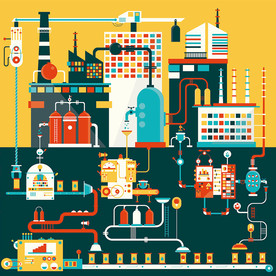 化学工厂矢量插画