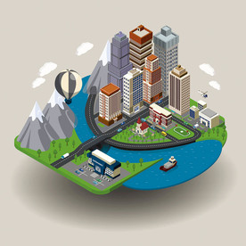 3D立体城市插画