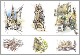 欧洲建筑水彩表现