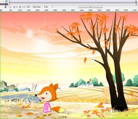 狐狸走过秋天落叶的树10秒