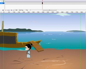 古人在河边走过10秒动态