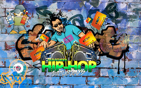 嘻哈涂鸦酒吧背景墙