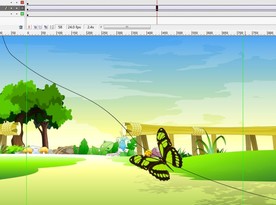 绿色蝴蝶引导线飞翔6秒