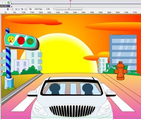 夕阳下迎面而来的小车6秒