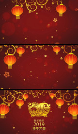 中国风金猪描边新年元旦开场视频