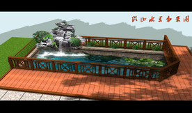 别墅假山水池锦鲤池效果图