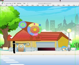 城市道路上的火柴人走路10秒