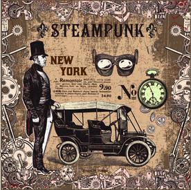 复古蒸汽朋克工业风装饰画图片