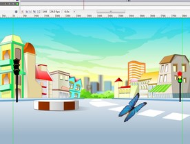 城市交通探头的蝴蝶飞过12秒