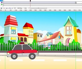 公路上行驶的红色出租车4秒