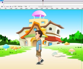 短裤男子在屋子前走过11秒