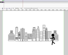 城市背景奔跑的火柴人6秒动画