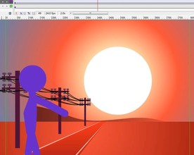 太阳下行走的火柴人动画6秒