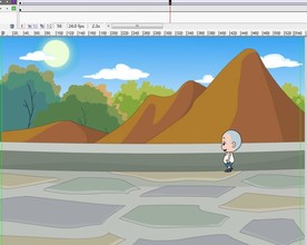 小孩子经过公园假山9秒动画