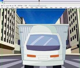 大货车在城市中行驶而来6秒