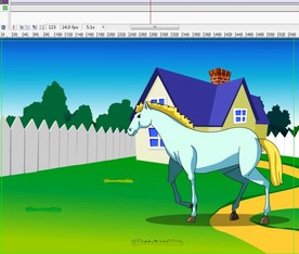 一匹马在房子前面走过12秒