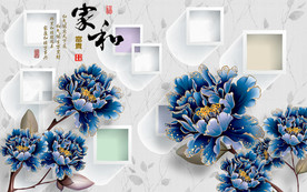 花开富贵电视背景墙