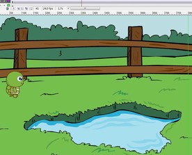 一个龟型生物在小水塘边走过12