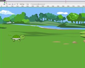 小乌龟在树林的河边行走12秒