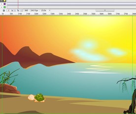 黄昏日落下路过的乌龟20秒