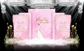 粉色大理石纹主题婚礼婚庆迎宾区