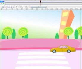 黄色汽车在好看的场景行驶6秒