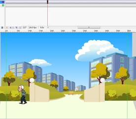 老人走过经过城市公园12秒