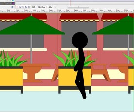 火柴人户外咖啡馆经过12秒