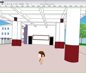 小学生在学校大堂走过11秒