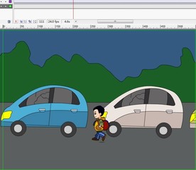 在车子前面走过的学生8秒动画