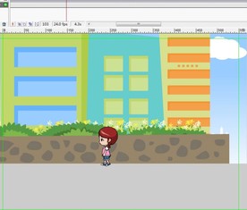 街道花坛旁行走着的小女孩9秒