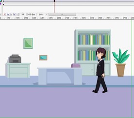 西装人物走过办公室6秒