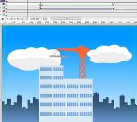 建筑楼顶的塔吊动画5秒