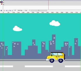 扁平背景的吉普车行驶6秒